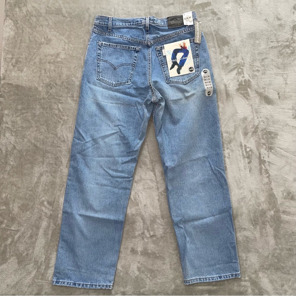 NWT Levi’s Silver Tab Straight Loose Jeans Light Wash Distressed 36x34 - Picture 4 of 9
